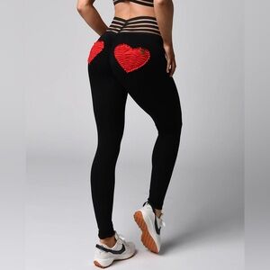 NWOT Cute Booty “Love Butt” Leggings with Red Heart Details